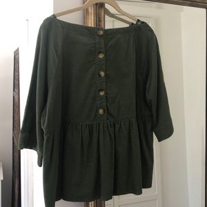 Anthropologie Maria Corduroy Babydoll Blouse